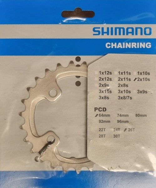 Shimano Kettenblatt FC-M785 2x10-fach 26 Zähne Deore XT silber