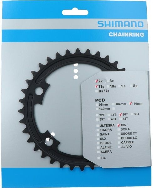 Shimano Kettenblatt 105 FC-R7000 11-fach 36 Zähne 4-Arm Lochkreis 110mm schwarz