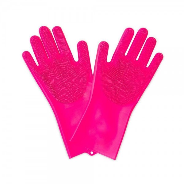 Muc Off Deep Scrubber Gloves Silikonhandschuh Reinigung Fahrrad pink Gr. L