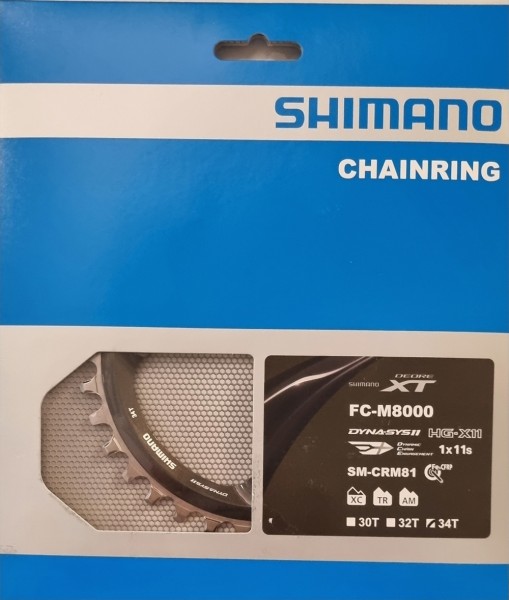 Shimano Kettenblatt XT FC-M8000-1 11-fach (SM-CRM81) 34 Zähne 4-Arm 96 mm schwarz