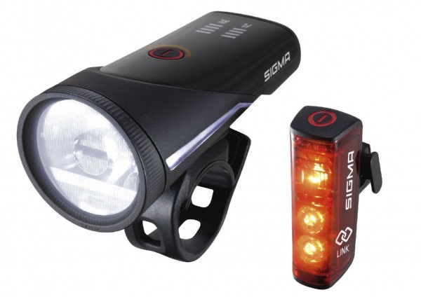 Sigma Sport AURA 100 Frontlicht + Blaze Link Rücklicht Bremslicht LED Set StVZO