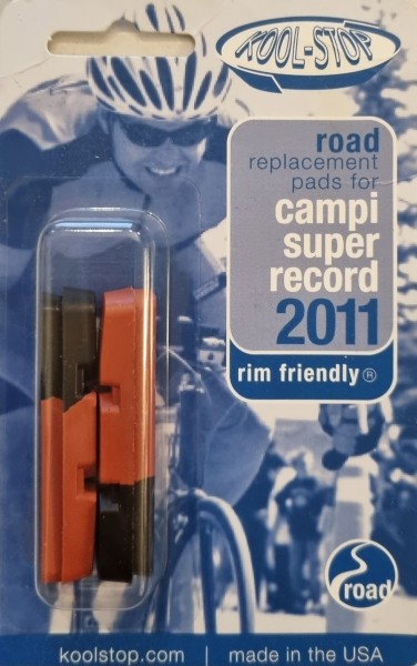 1 Paar Kool Stop Bremsgummis Cartridge Campi Super Record 2011 R15 Rennrad schwarz-lachs