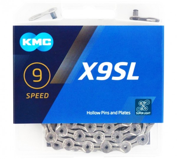 KMC X9 SL Superlight 9-fach Kette silber X 9 114 Glieder + MissingLink CL566R