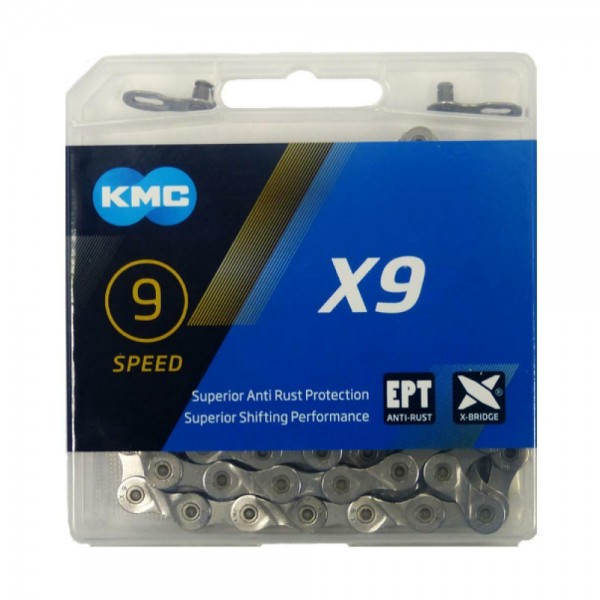 KMC Kette X9 EPT 114 Glieder 9-fach Anti Rost beschichtet Fahrrad