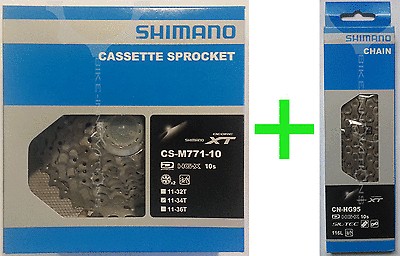 Verschleißset SHIMANO Kassette CS-M771 11-34 + Kette CN-HG95 116 Glieder 10-fach OVP