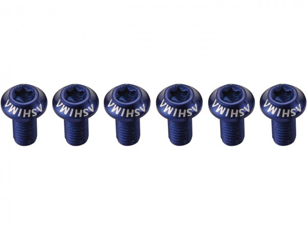 6 x ASHIMA Bremsscheiben Schrauben Aluminium Torx T20 M5x10,5 blau