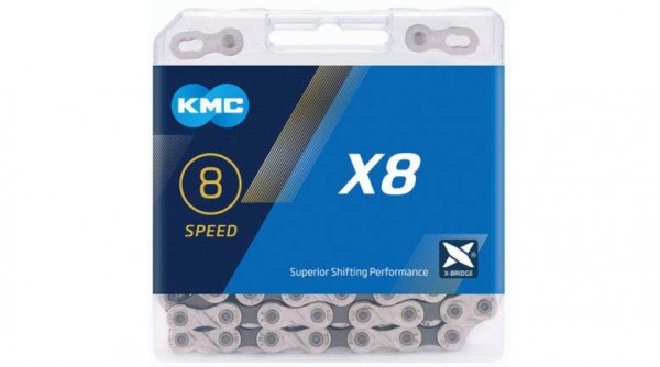 KMC X8 Kette 6-/7-/8-fach 114-Glieder Silber/Grau Maße: 1/2"x3/32"