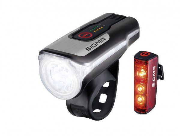 Sigma Aura 80 Frontlicht + Blaze Rücklicht mit Bremslicht LED Set mit StVZO