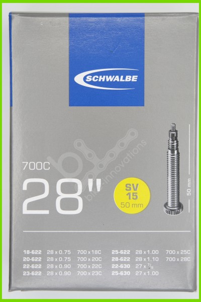 Schwalbe Schlauch SV 15 SV15 50 mm 28 Zoll Rennrad Sclaverand-Ventil Rennrad