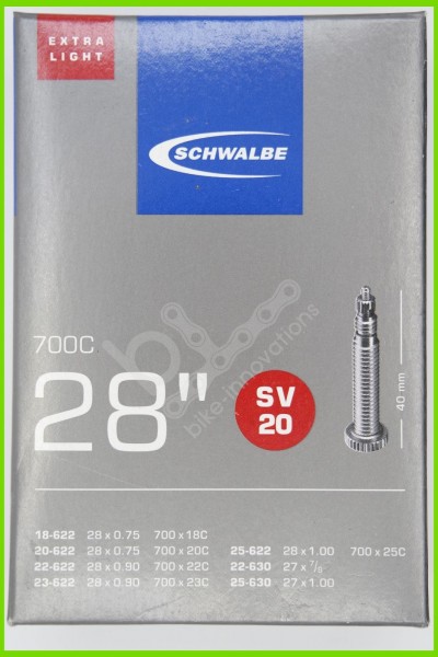 Schwalbe Schlauch SV 20 SV20 40 mm 28 Zoll extra light Rennrad